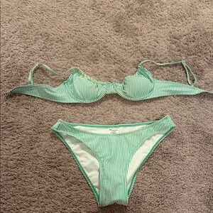 No Boundaries Mint Striped Bikini